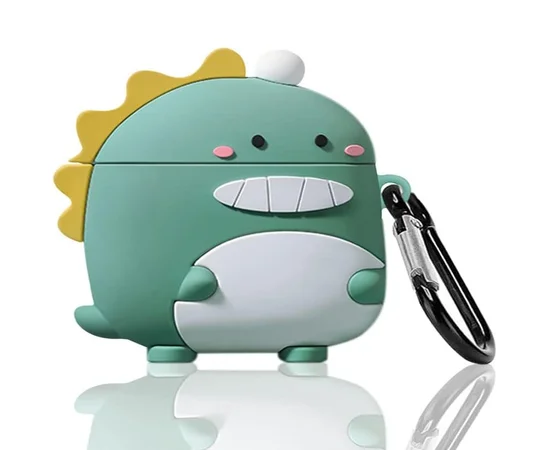 Силиконовый футляр Cartoons&Heroes для наушников AirPods Pro + карабин Дракон зеленый