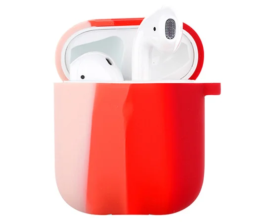 Силиконовый футляр Colorfull для наушников AirPods 1/2 Розовый / Красный