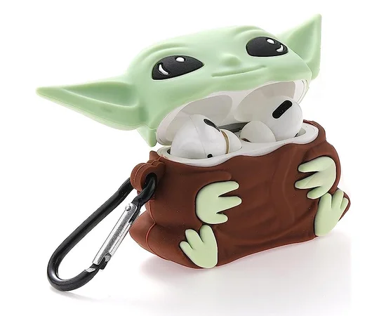 Силиконовый футляр Cartoons&Heroes для наушников AirPods Pro + карабин Грогу коричневый