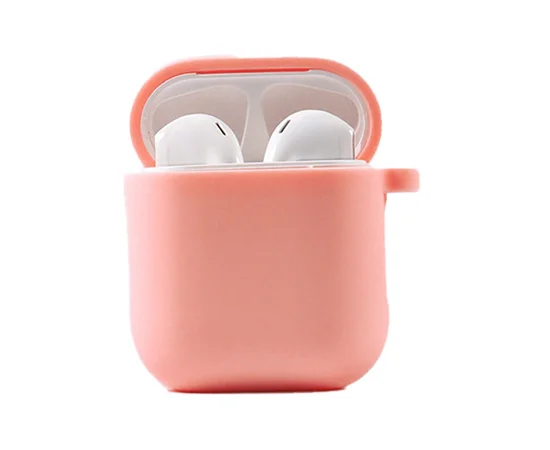 Силиконовый футляр с микрофиброй для наушников Airpods 1/2 Розовый / Peach