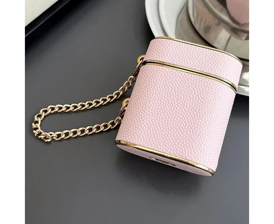 Кожаный футляр Suitcase для наушников AirPods 1/2 Pink
