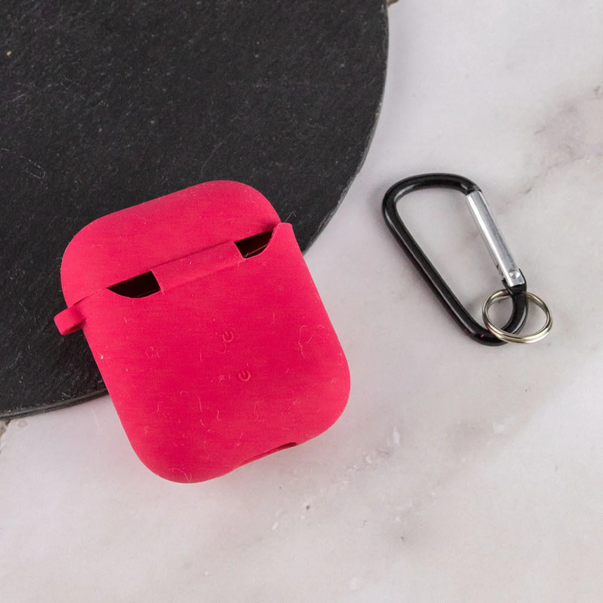 Силиконовый футляр с микрофиброй для наушников Airpods 1/2 Красный / Rose Red