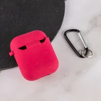 Силиконовый футляр с микрофиброй для наушников Airpods 1/2 Красный / Rose Red