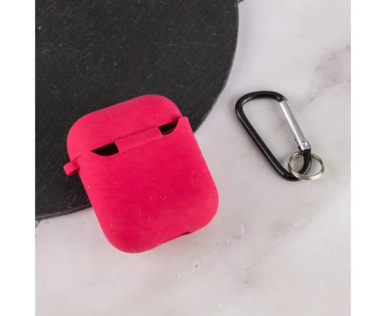 Силиконовый футляр с микрофиброй для наушников Airpods 1/2 Красный / Rose Red