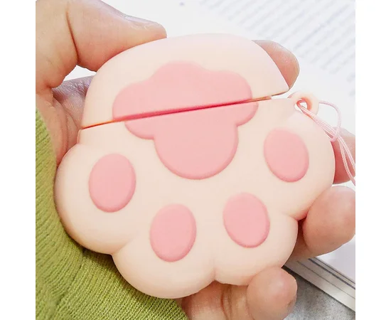 Силиконовый футляр Paw для наушников AirPods + кольцо Розовый