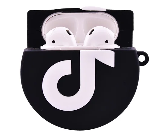 Силиконовый футляр Logo series для наушников AirPods 1/2 + карабин TikTok