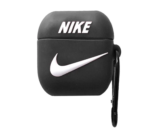 Силиконовый футляр Brand для наушников AirPods 1/2 + карабин Nike Black