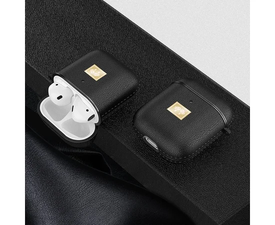 TPU футляр Leather Type для наушников AirPods 1/2 Черный