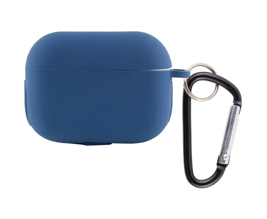Силиконовый футляр New с карабином для наушников Airpods Pro Синий / Navy blue