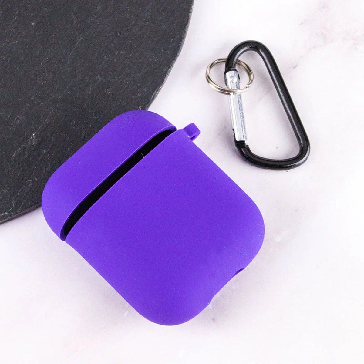 Силиконовый футляр с микрофиброй для наушников Airpods 1/2 Фиолетовый / Ultra Violet