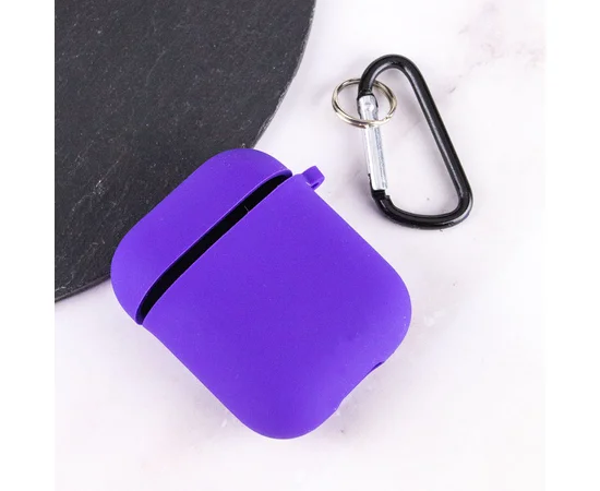 Силіконовий футляр з мікрофіброю для навушників Airpods 1/2 Фіолетовий / Ultra Violet