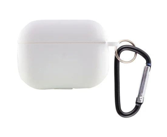 Силиконовый футляр New с карабином для наушников Airpods Pro Белый / White