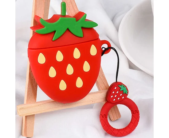 Силиконовый футляр Smile Fruits series для наушников AirPods strawberry