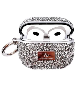 TPU чехол Bling World Rock Diamond для наушников AirPods 3 Серебряный