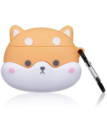 Силіконовий футляр Dogs для навушників AirPods 1/2 Corgi head / Рудий