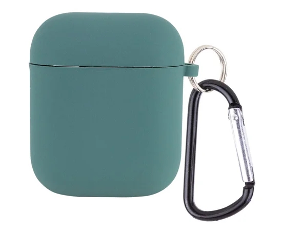 Силиконовый футляр с микрофиброй для наушников Airpods 1/2 Зеленый / Pine green