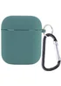 Силиконовый футляр с микрофиброй для наушников Airpods 1/2 Зеленый / Pine green