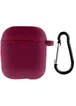 Силиконовый футляр New с карабином для наушников Airpods 1/2 Бордовый / Maroon