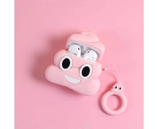 Силиконовый футляр Poop для наушников AirPods Розовый