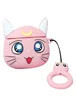 Силиконовый футляр Anime для наушников AirPods 1/2 + кольцо Кот Луна / Розовый