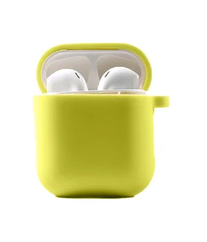 Силиконовый футляр с микрофиброй для наушников Airpods 1/2 Желтый / Bright Yellow