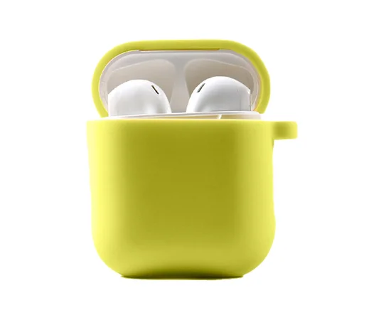 Силіконовий футляр з мікрофіброю для навушників Airpods 1/2 Жовтий / Bright Yellow
