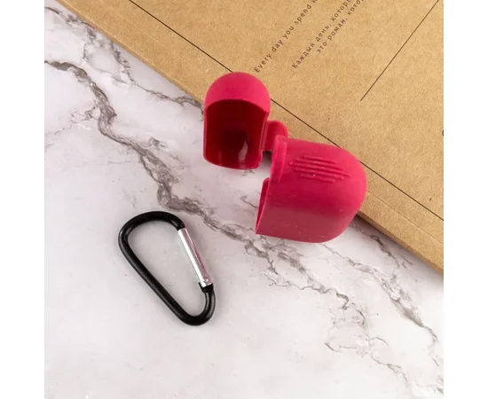 Силиконовый футляр New с карабином для наушников Airpods Pro Красный / Rose Red