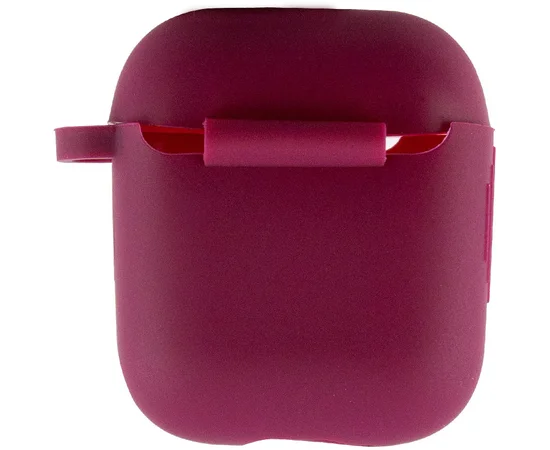 Силиконовый футляр New с карабином для наушников Airpods 1/2 Бордовый / Maroon