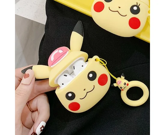 Силиконовый футляр Pokemon series для наушников AirPods + кольцо Детектив Пикачу / Желтый