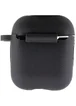 Силиконовый футляр New с карабином для наушников Airpods 1/2 Черный / Black
