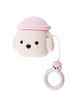 Силиконовый футляр Dogs для наушников AirPods 1/2 Пудель/Бело-розовый