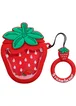 Силиконовый футляр Fruits series with Sparcles & Water для наушников AirPods + кольцо strawberry / Красный