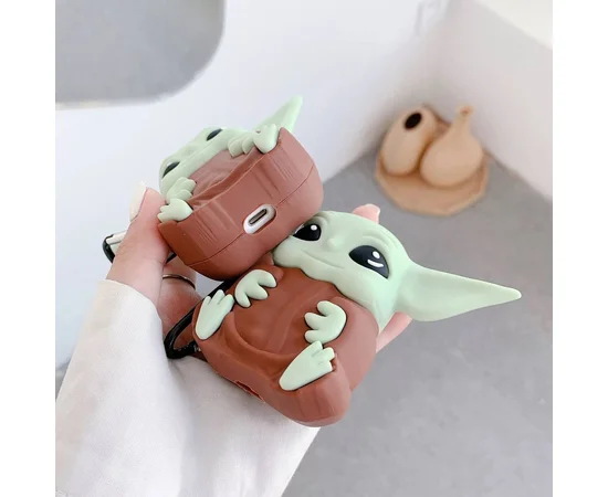 Силиконовый футляр Star Wars Force для наушников AirPods 1/2 + карабин Baby Yoda