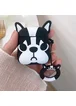 Силиконовый футляр Bulldog для наушников AirPods 1/2 + кольцо Французский бульдог/Черно-белый