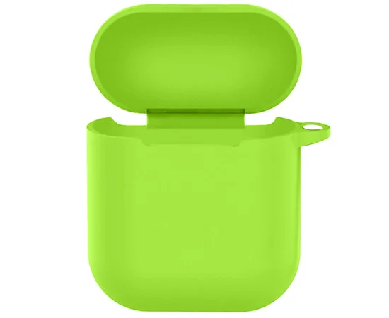 Силиконовый футляр New с карабином для наушников Airpods 1/2 Салатовый / Neon green