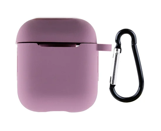 Силиконовый футляр New с карабином для наушников Airpods 1/2 Лиловый / Lilac Pride