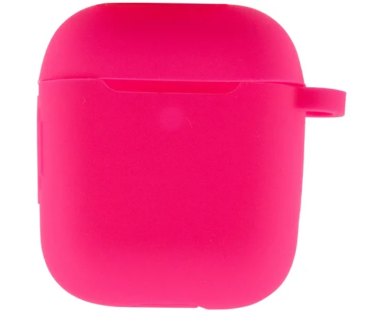 Силиконовый футляр New с карабином для наушников Airpods 1/2 Розовый / Barbie pink