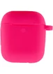 Силиконовый футляр New с карабином для наушников Airpods 1/2 Розовый / Barbie pink