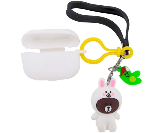 Силиконовый футляр Cute Charm для наушников AirPods Pro Медведь в костюме / Белый