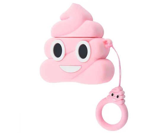 Силиконовый футляр Poop для наушников AirPods Розовый