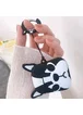 Силиконовый футляр Bulldog для наушников AirPods 1/2 + кольцо Французский бульдог/Черно-белый