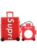 Силиконовый футляр Brand для наушников AirPods 1/2 + кольцо Supreme red