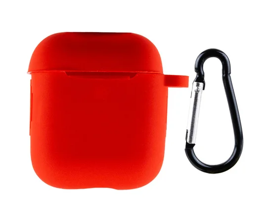 Силиконовый футляр New с карабином для наушников Airpods 1/2 Красный / Red
