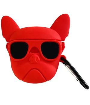 Силиконовый футляр Brand для наушников AirPods 1/2 + карабин Karl Lagerfeld red