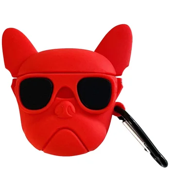 Силіконовий футляр Brand для навушників AirPods 1/2 + карабін Karl Lagerfeld red