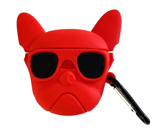 Силіконовий футляр Brand для навушників AirPods 1/2 + карабін Karl Lagerfeld red