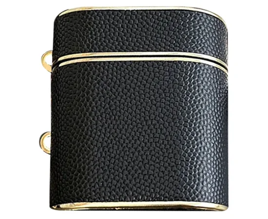 Кожаный футляр Suitcase для наушников AirPods 1/2 Black