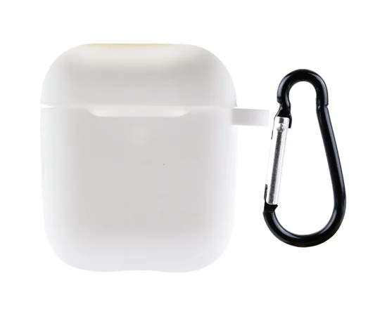 Силиконовый футляр New с карабином для наушников Airpods 1/2 Белый / White