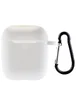 Силиконовый футляр New с карабином для наушников Airpods 1/2 Белый / White
