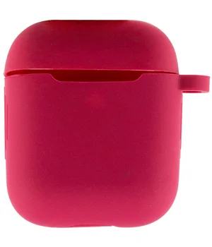 Силиконовый футляр New с карабином для наушников Airpods 1/2 Красный / Rose Red